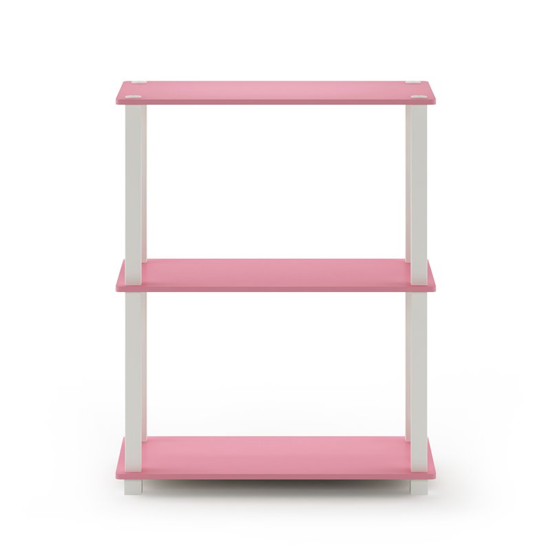 Pemberly Row Turn-S-Tube Engineered Wood 3-Tier Shelf Display Rack in Pink/White