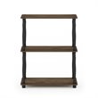 Pemberly Row Wood 3-Tier Shelf Display Rack with Classic Tube in Walnut