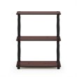 Pemberly Row Wood 3-Tier Shelf Display Rack with Classic Tube in Cherry