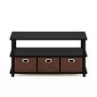 Pemberly Row Turn-N-Tube Engineered Wood Coffee Table in Black Oak/Brown