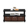 Pemberly Row Turn-N-Tube Engineered Wood Coffee Table in Black Oak/Brown
