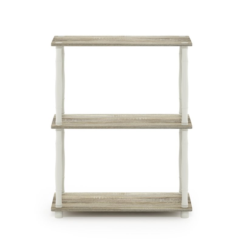 Pemberly Row Turn-N-Tube Wood 3-Tier Shelf Display Rack with Classic Tube in Oak