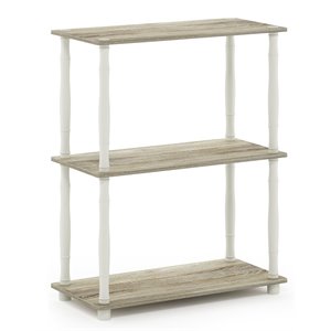 Pemberly Row Turn-N-Tube Wood 3-Tier Shelf Display Rack with Classic Tube in Oak