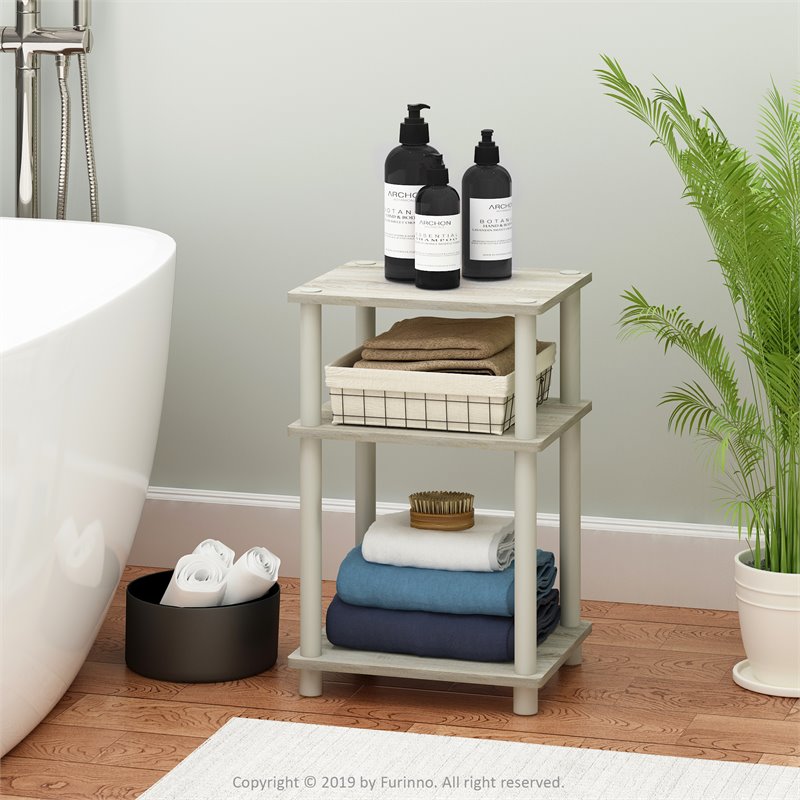 Pemberly Row 3-Tier Turn-N-Tube Engineered Wood End Table in Sonoma Oak/White