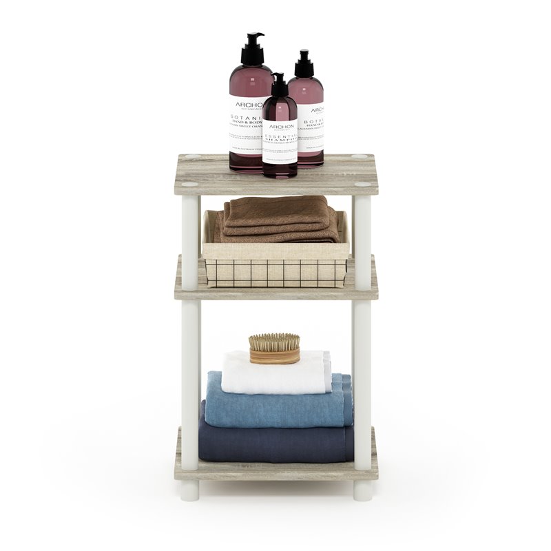 Pemberly Row 3-Tier Turn-N-Tube Engineered Wood End Table in Sonoma Oak/White