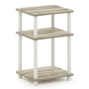 Pemberly Row 3-Tier Turn-N-Tube Engineered Wood End Table in Sonoma Oak/White
