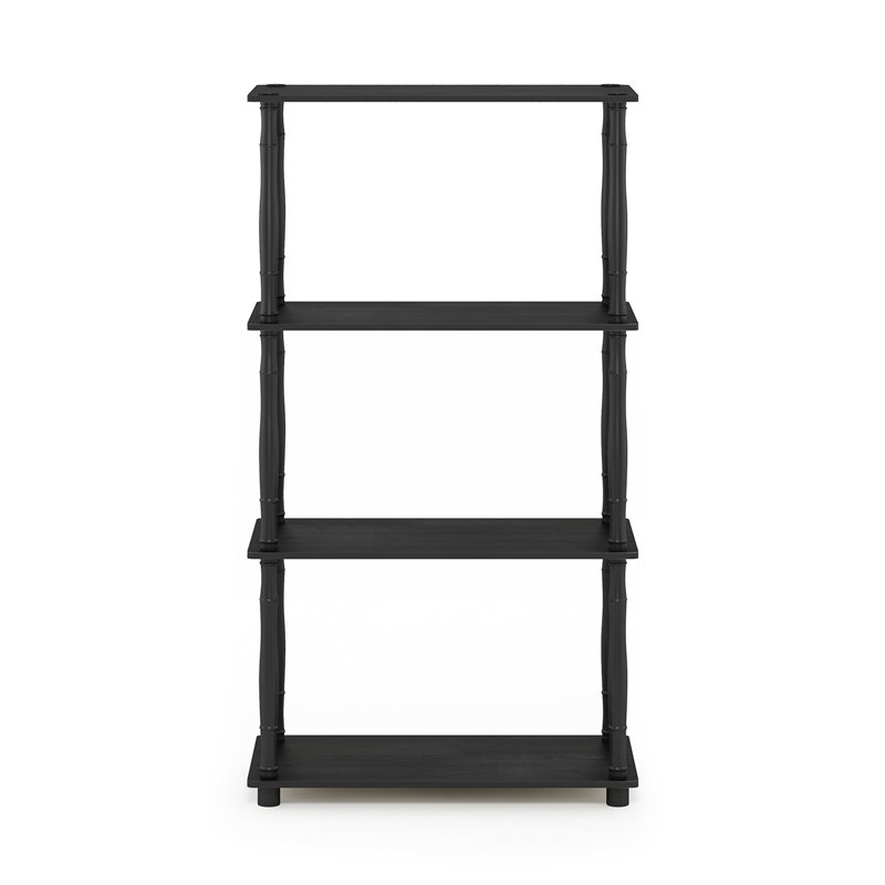 Pemberly Row Engineered Wood 4-Tier Shelf Display Rack in Americano Black