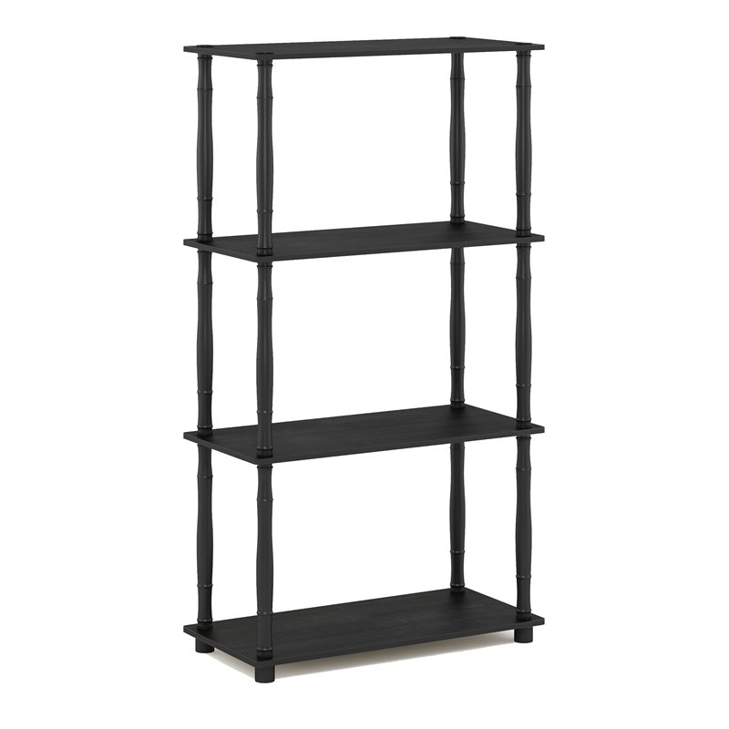 Pemberly Row Engineered Wood 4-Tier Shelf Display Rack in Americano Black