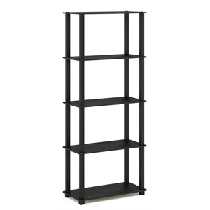 Pemberly Row Engineered Wood 5-Tier Shelf Display Rack in Americano/Black