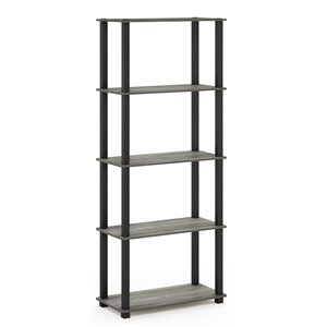 Pemberly Row Engineered Wood 5-Tier Shelf Display Rack in French Oak Gray