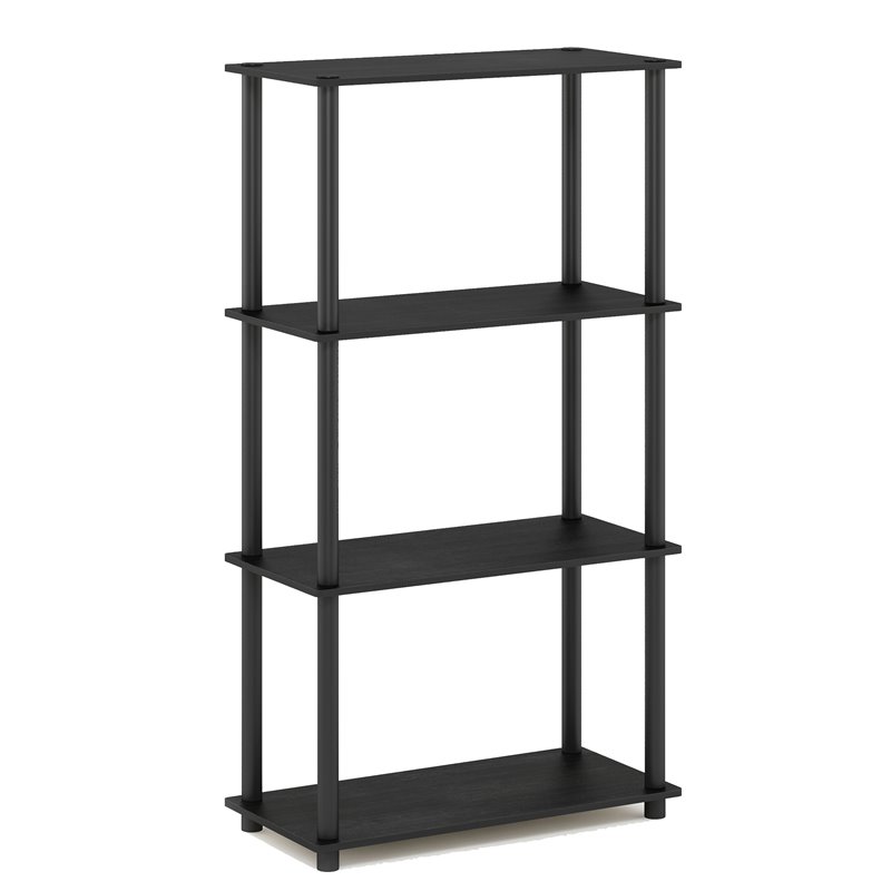 Pemberly Row Engineered Wood 4-Tier Shelf Display Rack in Americano/Black