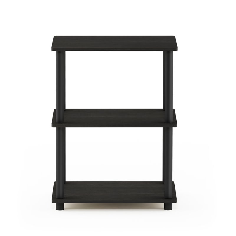 Pemberly Row Turn-N-Tube Wood No Tool 3-Tier Storage Shelf in Espresso/Black