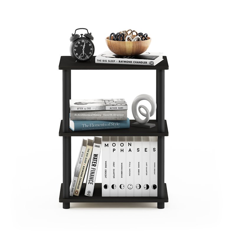 Pemberly Row Turn-N-Tube Wood No Tool 3-Tier Storage Shelf in Espresso/Black