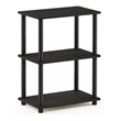 Pemberly Row Turn-N-Tube Wood No Tool 3-Tier Storage Shelf in Espresso/Black