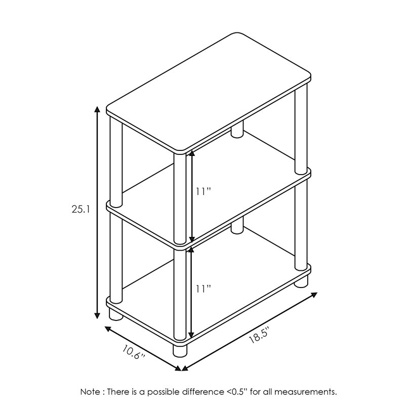 Pemberly Row Wood No Tool 3-Tier Storage Shelf in French Oak Gray/Black
