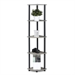Pemberly Row Wood 5-Tier Corner Display Rack in Oak Gray/Black (Set of 2)