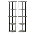 Pemberly Row Wood 5-Tier Corner Display Rack in Oak Gray/Black (Set of 2)