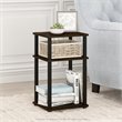 Pemberly Row Turn-N-Tube Wood 3-Tier End Table in Columbia Walnut/Black