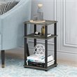 Pemberly Row Turn-N-Tube Wood 3-Tier End Table in French Oak Gray/Black