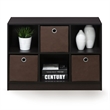 Pemberly Row Engineered Wood 3x2 Bookcase Storage w/Bins in Dark Walnut