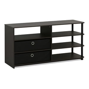 Pemberly Row Contemporary Wood TV Stand for TV up to 55&quot in Walnut/Black