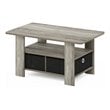Pemberly Row Wood Coffee Table with Bin Drawer in French Oak Gray/Black