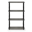 Pemberly Row Wood 4-Tier Shelf Display Rack w/ Classic Tubes in Oak Gray