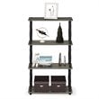 Pemberly Row Wood 4-Tier Shelf Display Rack w/ Classic Tubes in Oak Gray