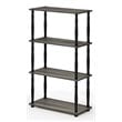 Pemberly Row Wood 4-Tier Shelf Display Rack w/ Classic Tubes in Oak Gray