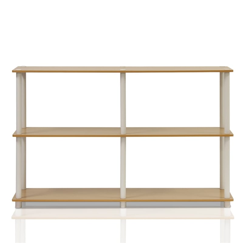 Pemberly Row Turn-N-Tube Wood 3-Tier Double Size Storage Display Rack in Natural