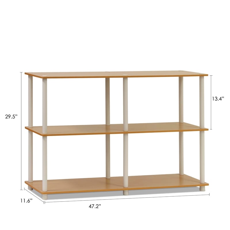 Pemberly Row Turn-N-Tube Wood 3-Tier Double Size Storage Display Rack in Natural