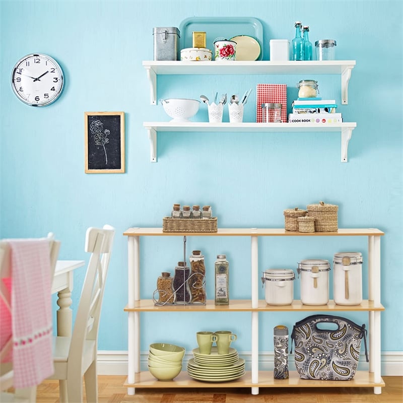 Pemberly Row Turn-N-Tube Wood 3-Tier Double Size Storage Display Rack in Natural