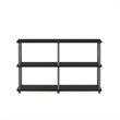 Pemberly Row Wood 3-Tier Double Size Storage Display Rack in Black/Gray