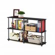 Pemberly Row Wood 3-Tier Double Size Storage Display Rack in Black/Gray