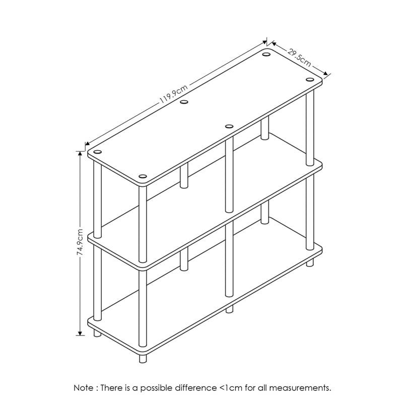 Pemberly Row Wood 3-Tier Storage Display Rack in French Oak Gray/Black