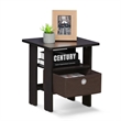 Pemberly Row Wood End Table with Bin Drawer in Dark Walnut (Set of 2)