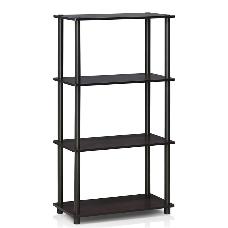 Pemberly Row Wood 4-Tier Multipurpose Shelf Display Rack in Dark Walnut