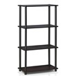 Pemberly Row Wood 4-Tier Multipurpose Shelf Display Rack in Dark Walnut