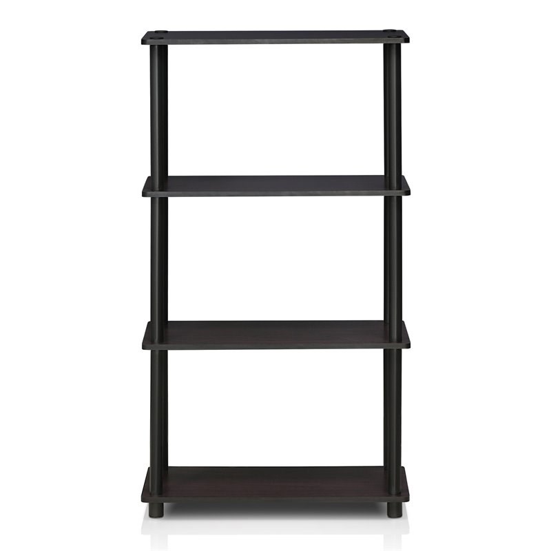 Pemberly Row Wood 4-Tier Multipurpose Shelf Display Rack in Dark Walnut
