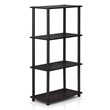 Pemberly Row Wood 4-Tier Multipurpose Shelf Display Rack in Dark Walnut
