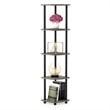 Pemberly Row Wood 5 Tier Corner Display Rack in French Oak Gray/Black