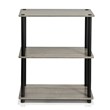Pemberly Row Wood 3-Tier Compact Shelf Display Rack in Oak Gray/Black