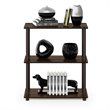 Pemberly Row Turn-N-Tube Wood 3-Tier Compact Shelf Display Rack in Walnut/Brown