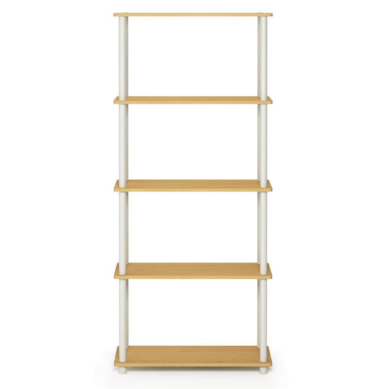 Pemberly Row Wood 5-Tier Multipurpose Shelf Display Rack in Beech/Natural