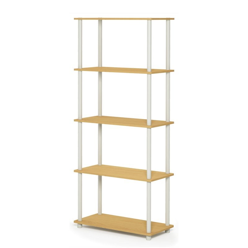 Pemberly Row Wood 5-Tier Multipurpose Shelf Display Rack in Beech/Natural