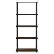 Pemberly Row Turn-N-Tube Wood 5-Tier Shelf Display Rack in Columbia Walnut/Black