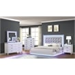Pemberly Row Contemporary LED King Bed Made with Wood in Milky White