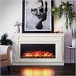 Pemberly Row Wide Mantel with Linear Electric Fireplace in Plaster