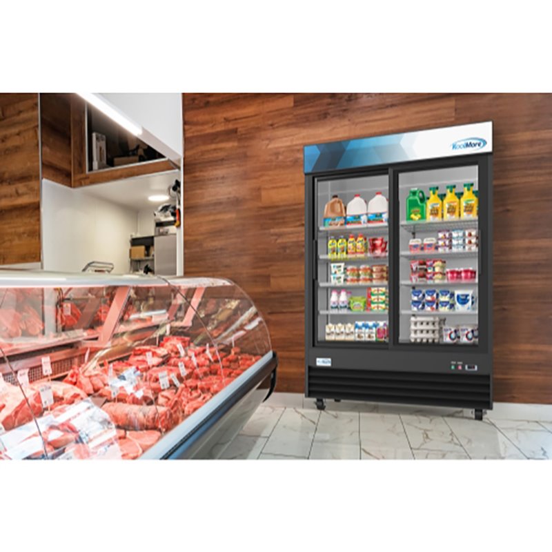Pemberly Row 2-Door Steel/Aluminum Display Refrigerator Merchandiser in Black