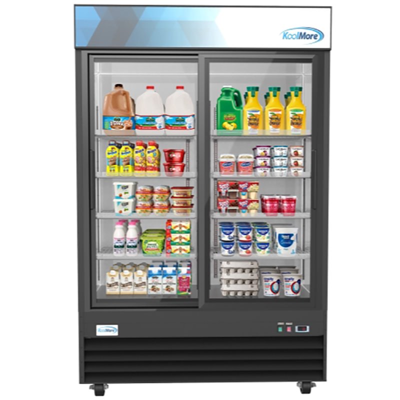 Pemberly Row 2-Door Steel/Aluminum Display Refrigerator Merchandiser in Black